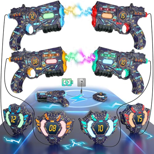 Best Choice Products Set of 4 Laser Tag Blasters, Rechargeable Infrared Lazer Tag Set & Docking Station