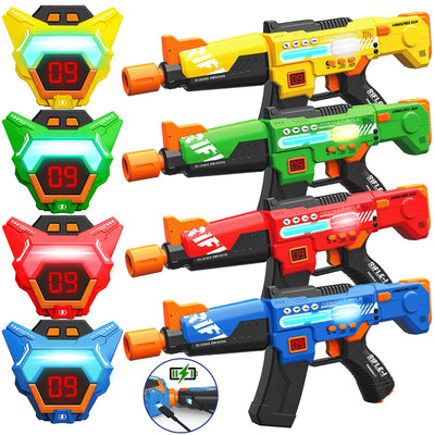 Rechargeable Laser Tag Guns Set of 4 with LED Digital Multi-Functional Vests Birthday Gifts Toys