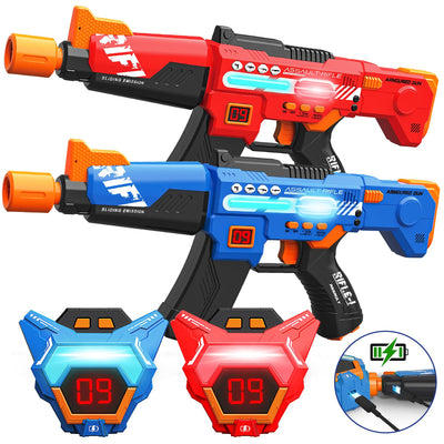 Laser Tag Guns Toys Set of 2 with Rechargeable Upgraded LED Digital Multi-Functional Vests Birthday Gifts