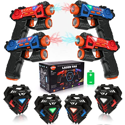 Laser Tag Guns Set,Infrared Mini Laser Tag for Kids with Badges 4 Pack,Laser Tag Game 4 Players Indoor Outdoor