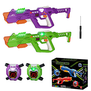 Laser Tag Guns Set of 2 & Vests, 2 Player Digital LED Display