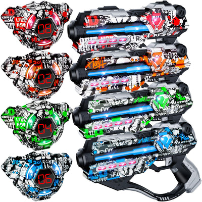 Laser Tag Guns Set of 4 Laser Tag Guns with Digital LED Score Display Vests