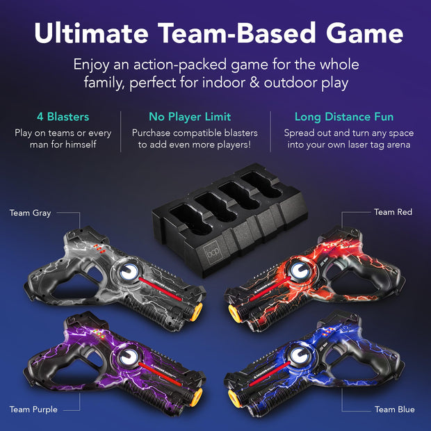 Best Choice Products Set of 4 Laser Tag Blasters, Rechargeable Infrared Lazer Tag Set & Docking Station