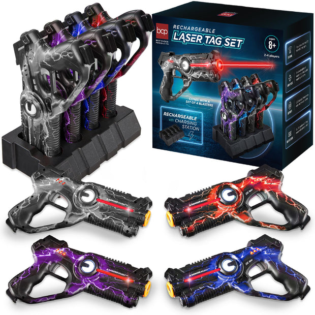 Best Choice Products Set of 4 Laser Tag Blasters, Rechargeable Infrared Lazer Tag Set & Docking Station